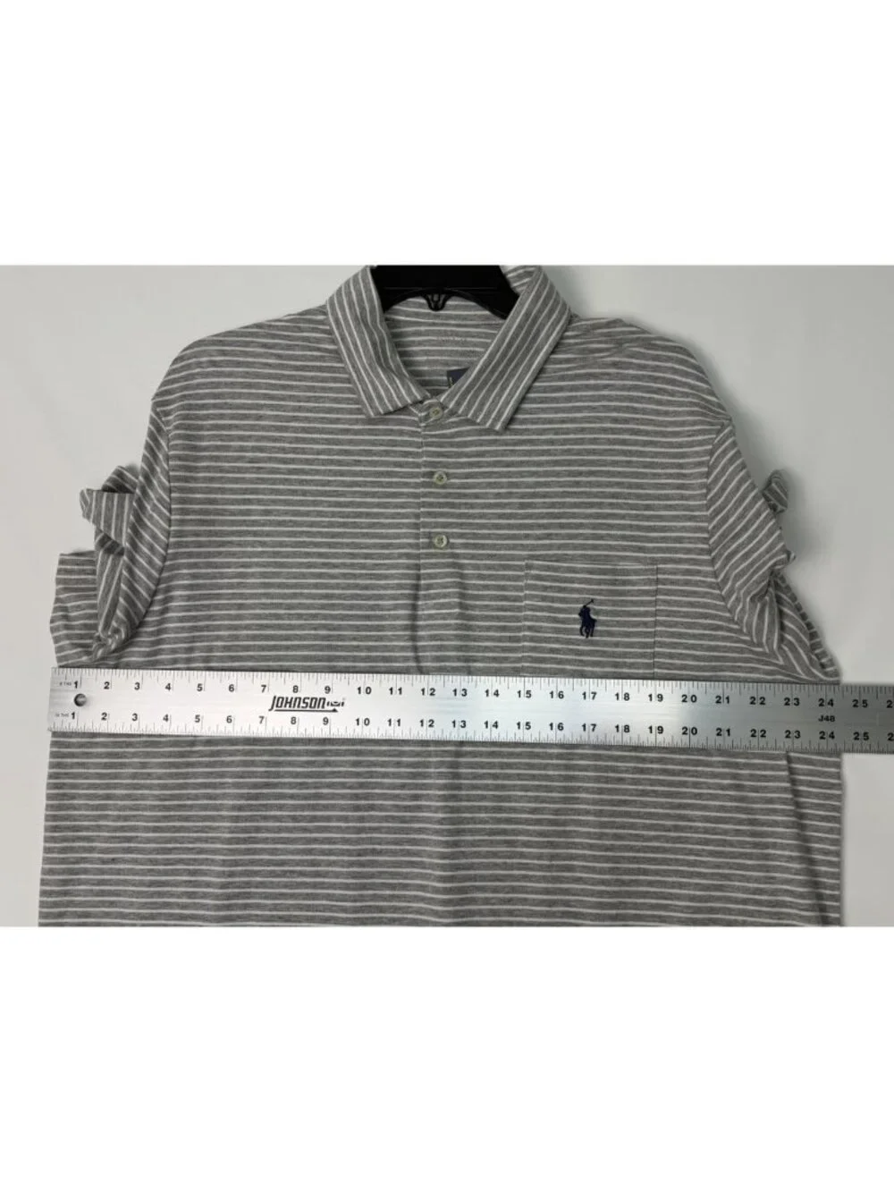Ralph Lauren Performance Polo Men XL Grey Striped Moisture Wicking Pocket NEW